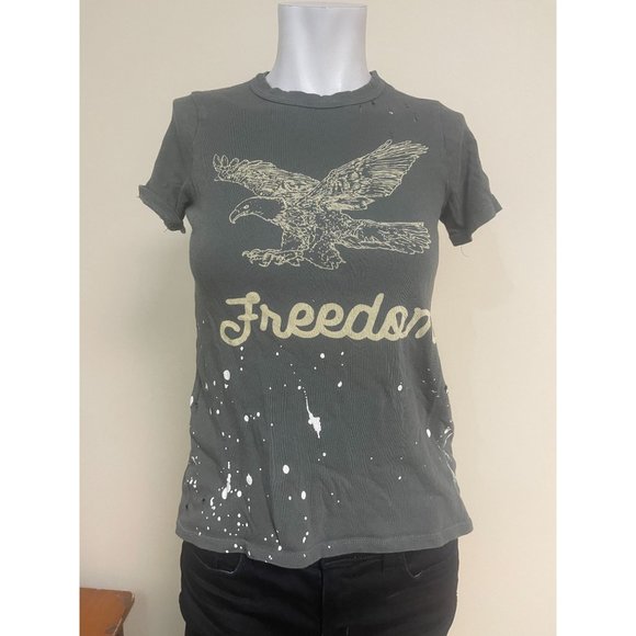 CHASER Freedom Eagle Tee - Safari Green Distressed - Size Small - Picture 4 of 5